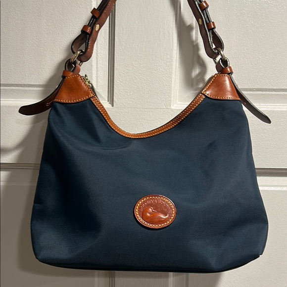 Dooney & Bourke Handbags - Dooney & Bourke Blue and Brown Large Erica Shoulder Bag, EUC